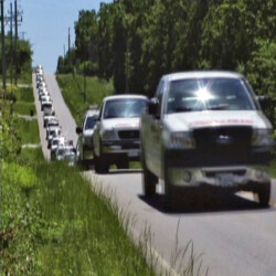 Rouse trucks driving on the road